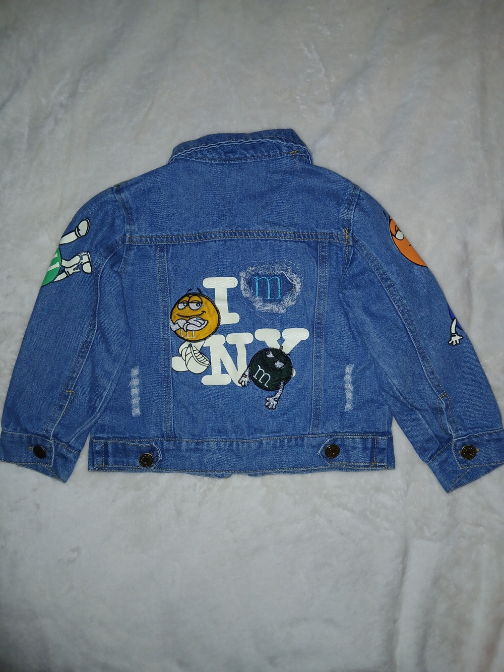 Vintage Kids Distressed Embrodiery Denim Jacket